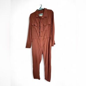Zara Copper-Tone Utility Jumpsuit